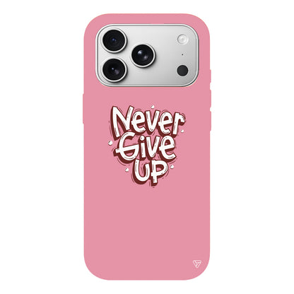Never Give Up Lansman Model İçi Kadife Silikon Telefon Kılıfı