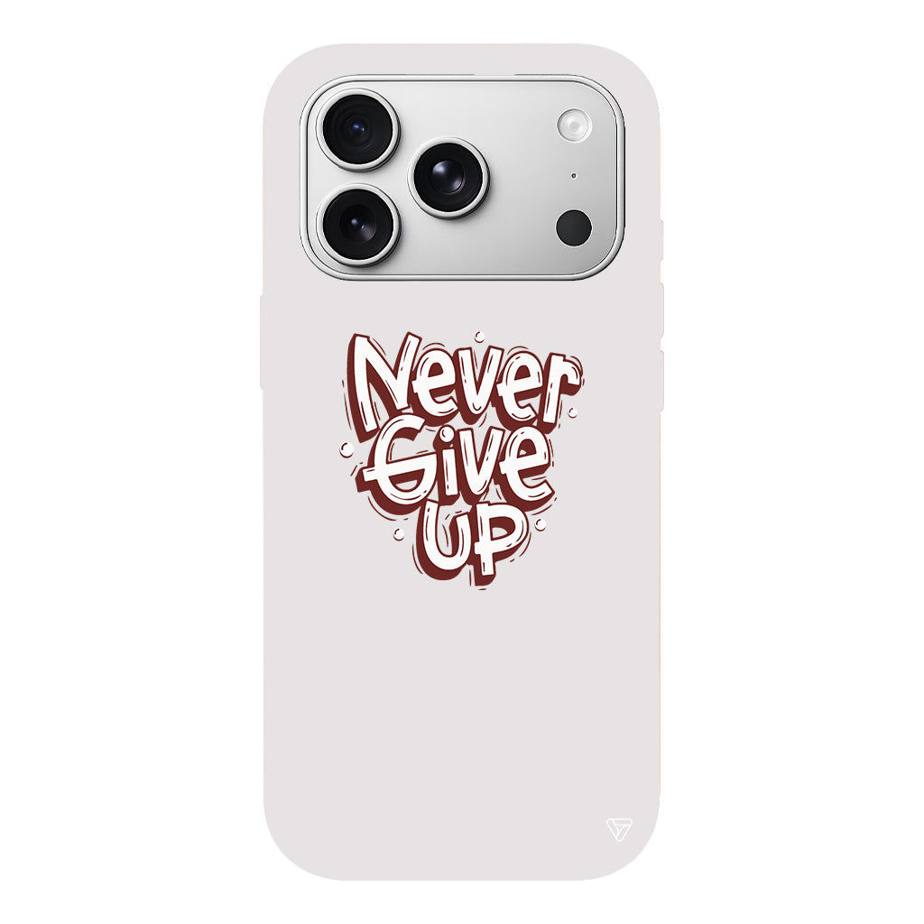 Never Give Up Lansman Model İçi Kadife Silikon Telefon Kılıfı