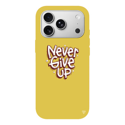 Never Give Up Lansman Model İçi Kadife Silikon Telefon Kılıfı