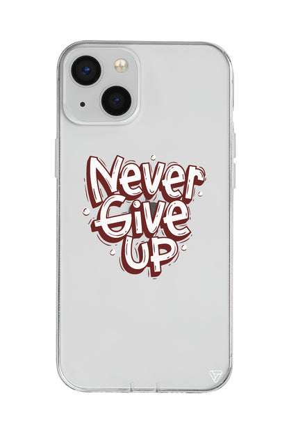 Never Give Up Lansman Model İçi Kadife Silikon Telefon Kılıfı
