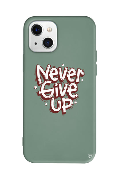 Never Give Up Lansman Model İçi Kadife Silikon Telefon Kılıfı – Plus Serisine Özel