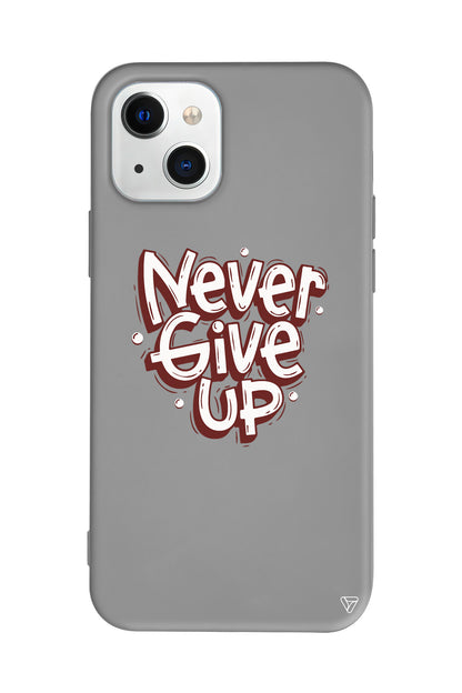 Never Give Up Lansman Model İçi Kadife Silikon Telefon Kılıfı – Plus Serisine Özel