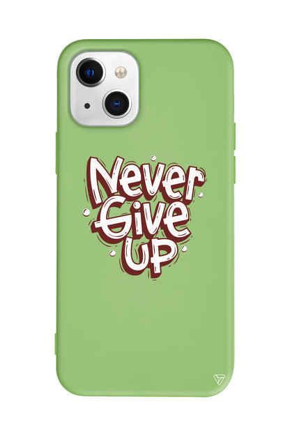 Never Give Up Lansman Model İçi Kadife Silikon Telefon Kılıfı – Plus Serisine Özel