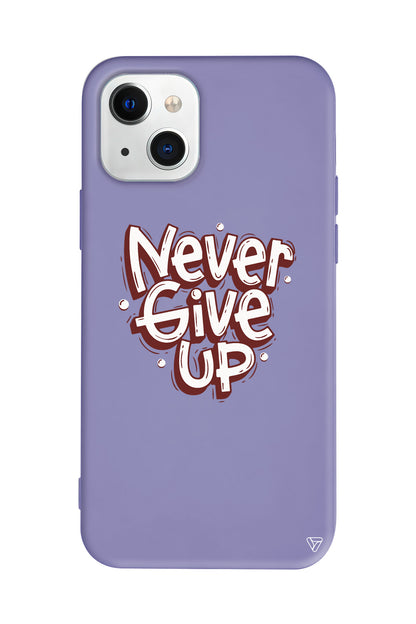 Never Give Up Lansman Model İçi Kadife Silikon Telefon Kılıfı
