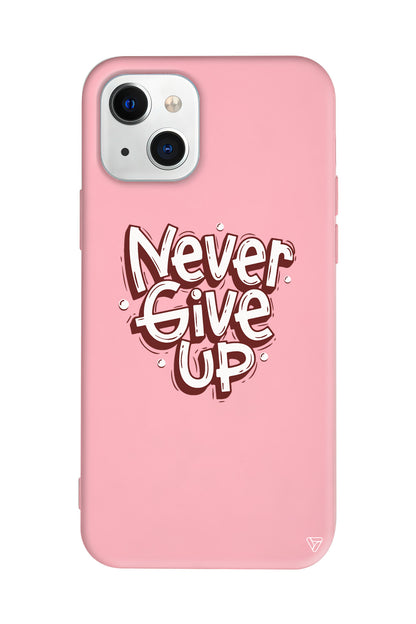Never Give Up Lansman Model İçi Kadife Silikon Telefon Kılıfı