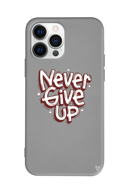 Never Give Up Lansman Model İçi Kadife Silikon Telefon Kılıfı