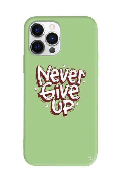 Never Give Up Lansman Model İçi Kadife Silikon Telefon Kılıfı