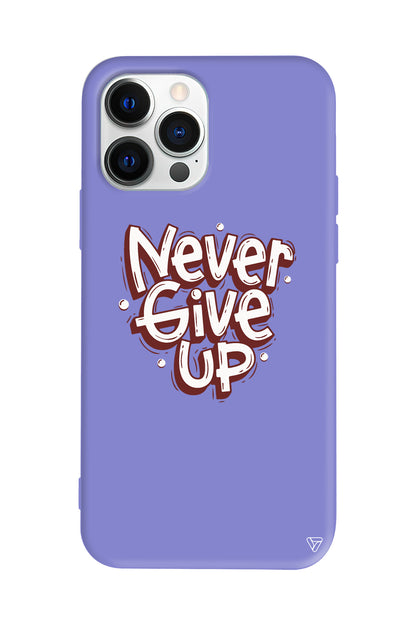 Never Give Up Lansman Model İçi Kadife Silikon Telefon Kılıfı
