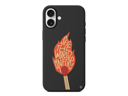 World on Fire Lansman Model İçi Kadife Silikon Telefon Kılıfı – Plus Serisine Özel