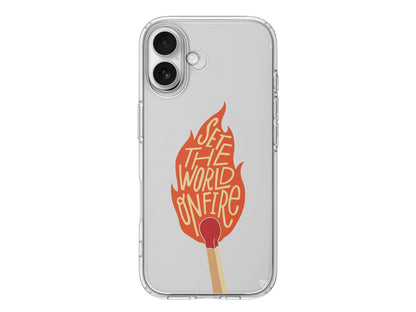 World on Fire Lansman Model İçi Kadife Silikon Telefon Kılıfı – Plus Serisine Özel