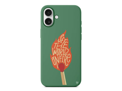 World on Fire Lansman Model İçi Kadife Silikon Telefon Kılıfı – Plus Serisine Özel