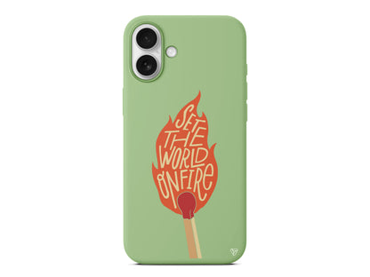 World on Fire Lansman Model İçi Kadife Silikon Telefon Kılıfı – Plus Serisine Özel