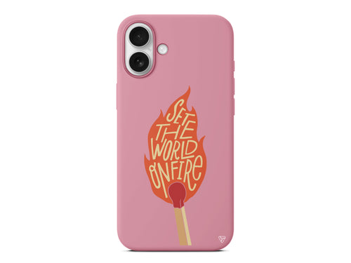 World on Fire Lansman Model İçi Kadife Silikon Telefon Kılıfı – Plus Serisine Özel