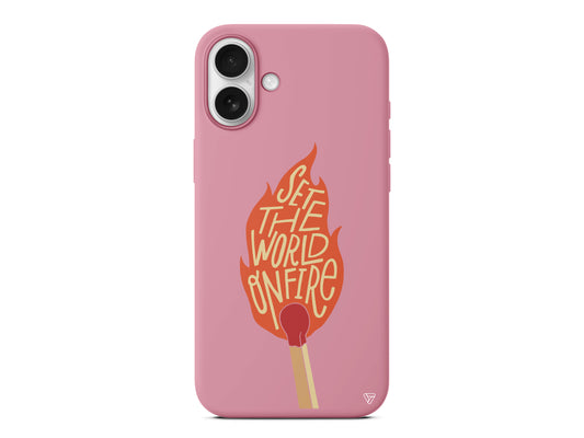 World on Fire Lansman Model İçi Kadife Silikon Telefon Kılıfı – Plus Serisine Özel