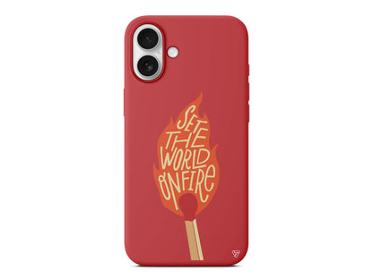 World on Fire Lansman Model İçi Kadife Silikon Telefon Kılıfı – Plus Serisine Özel