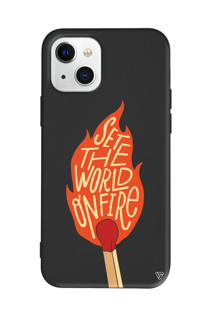 World on Fire Lansman Model İçi Kadife Silikon Telefon Kılıfı – Plus Serisine Özel