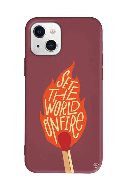 World on Fire Lansman Model İçi Kadife Silikon Telefon Kılıfı – Plus Serisine Özel