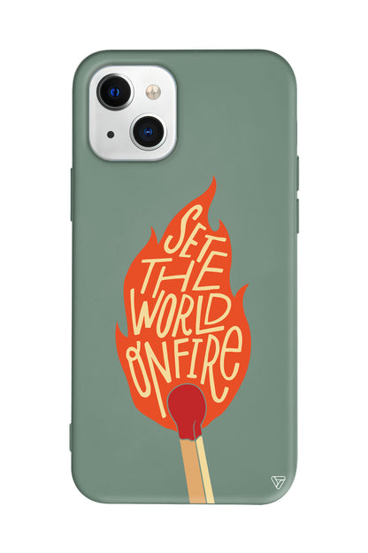 World on Fire Lansman Model İçi Kadife Silikon Telefon Kılıfı – Plus Serisine Özel