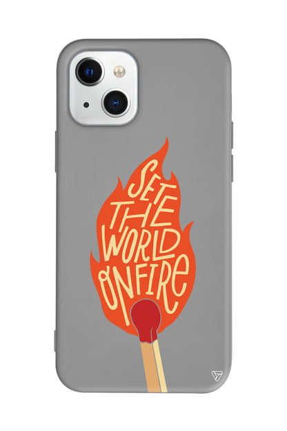 World on Fire Lansman Model İçi Kadife Silikon Telefon Kılıfı – Plus Serisine Özel