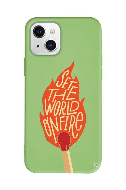 World on Fire Lansman Model İçi Kadife Silikon Telefon Kılıfı – Plus Serisine Özel