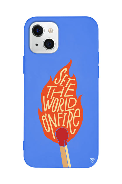 World on Fire Lansman Model İçi Kadife Silikon Telefon Kılıfı – Plus Serisine Özel