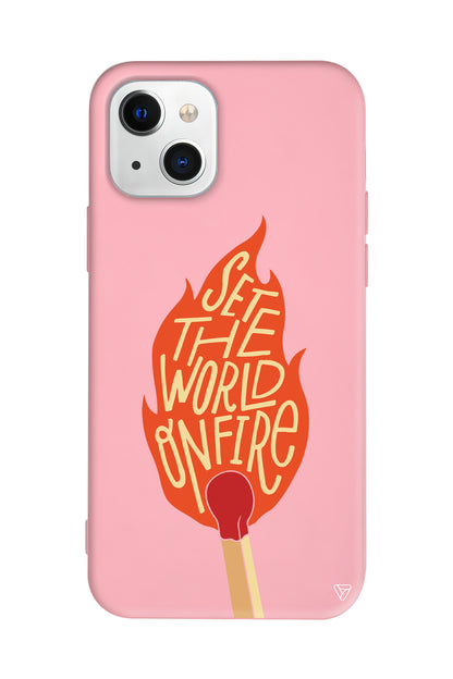 World on Fire Lansman Model İçi Kadife Silikon Telefon Kılıfı – Plus Serisine Özel