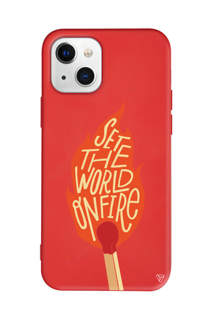 World on Fire Lansman Model İçi Kadife Silikon Telefon Kılıfı – Plus Serisine Özel
