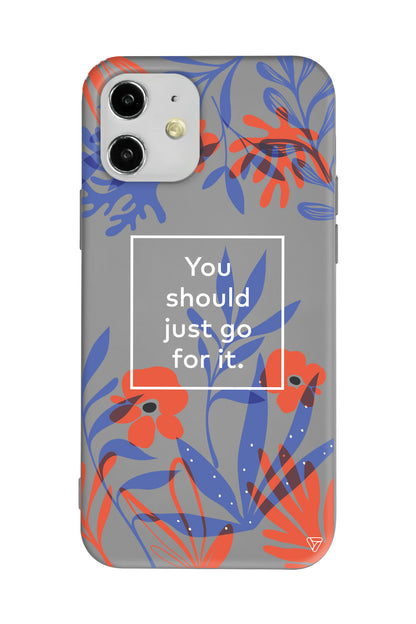 Just Go For it Lansman Model İçi Kadife Silikon Telefon Kılıfı