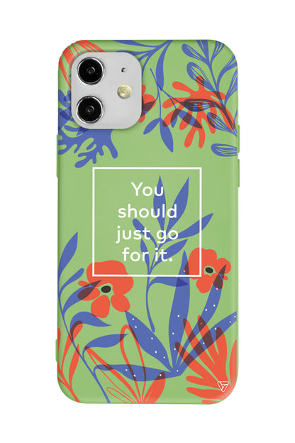 Just Go For it Lansman Model İçi Kadife Silikon Telefon Kılıfı