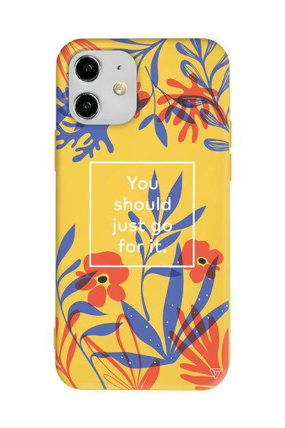 Just Go For it Lansman Model İçi Kadife Silikon Telefon Kılıfı