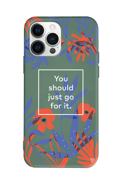 Just Go For it Lansman Model İçi Kadife Silikon Telefon Kılıfı