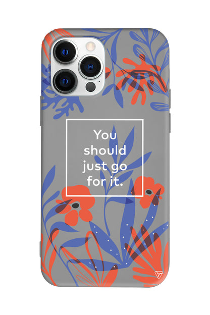 Just Go For it Lansman Model İçi Kadife Silikon Telefon Kılıfı