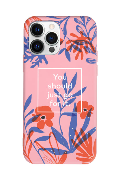 Just Go For it Lansman Model İçi Kadife Silikon Telefon Kılıfı