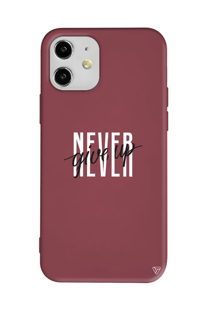 Never Give Up 4 Lansman Model İçi Kadife Silikon Telefon Kılıfı