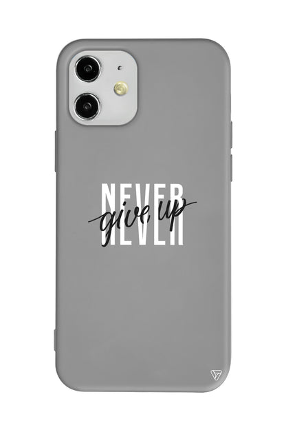 Never Give Up 4 Lansman Model İçi Kadife Silikon Telefon Kılıfı