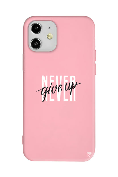 Never Give Up 4 Lansman Model İçi Kadife Silikon Telefon Kılıfı