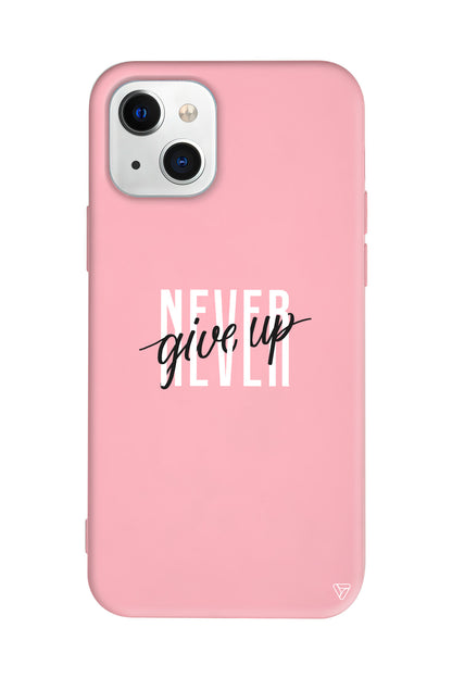 Never Give Up 4 Lansman Model İçi Kadife Silikon Telefon Kılıfı