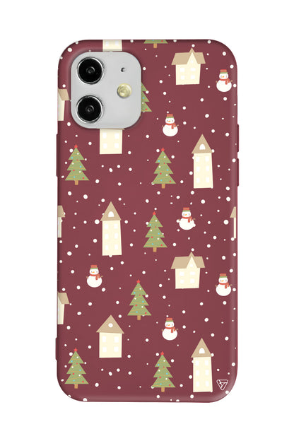 Snowy Xmas Lansman Model İçi Kadife Silikon Telefon Kılıfı