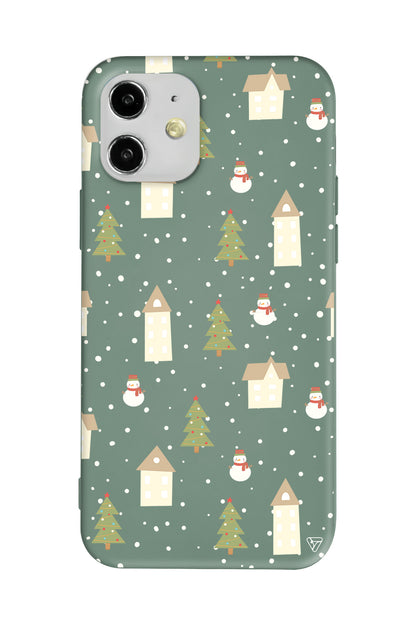 Snowy Xmas Lansman Model İçi Kadife Silikon Telefon Kılıfı