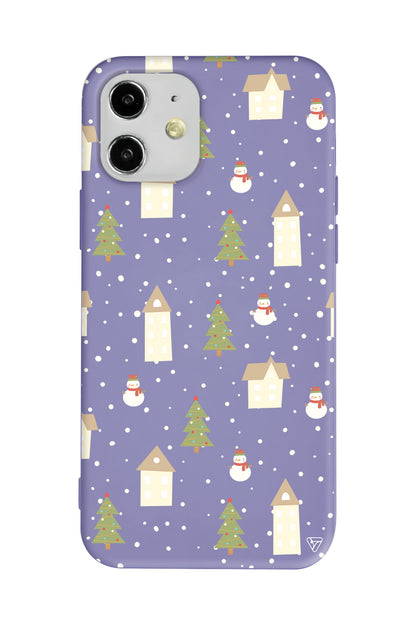 Snowy Xmas Lansman Model İçi Kadife Silikon Telefon Kılıfı