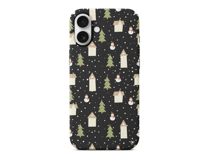 Snowy Xmas Lansman Model İçi Kadife Silikon Telefon Kılıfı