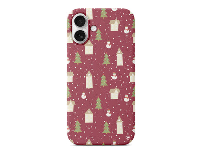 Snowy Xmas Lansman Model İçi Kadife Silikon Telefon Kılıfı