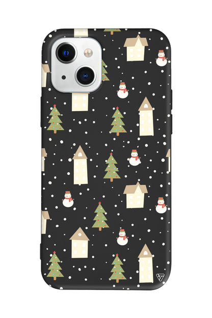 Snowy Xmas Lansman Model İçi Kadife Silikon Telefon Kılıfı