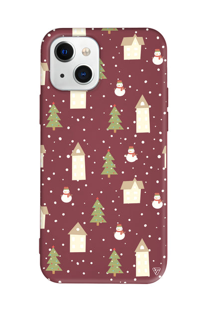Snowy Xmas Lansman Model İçi Kadife Silikon Telefon Kılıfı