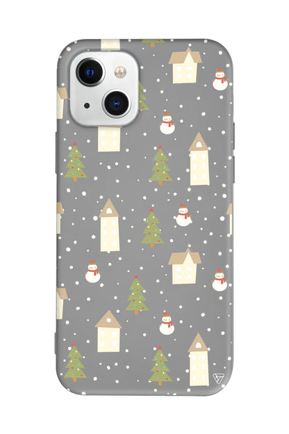 Snowy Xmas Lansman Model İçi Kadife Silikon Telefon Kılıfı
