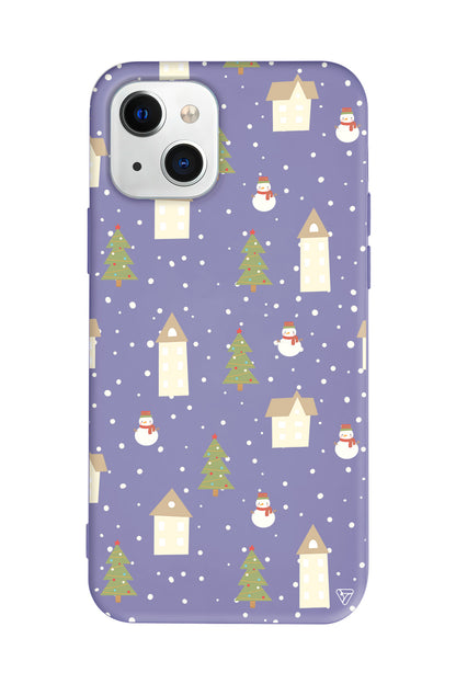 Snowy Xmas Lansman Model İçi Kadife Silikon Telefon Kılıfı