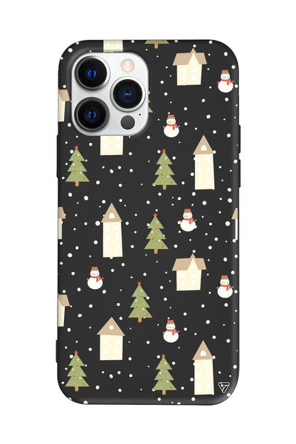 Snowy Xmas Lansman Model İçi Kadife Silikon Telefon Kılıfı