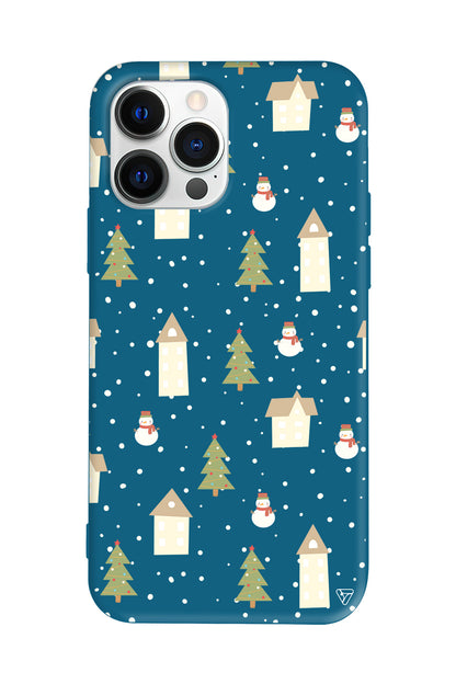 Snowy Xmas Lansman Model İçi Kadife Silikon Telefon Kılıfı