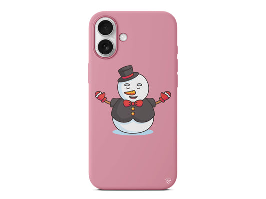 Snowman In Suit Lansman Model İçi Kadife Silikon Telefon Kılıfı – Plus Serisine Özel