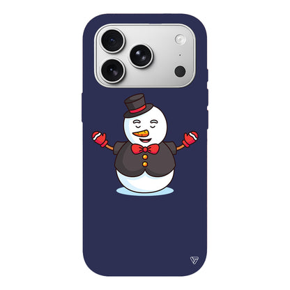 Snowman In Suit Lansman Model İçi Kadife Silikon Telefon Kılıfı